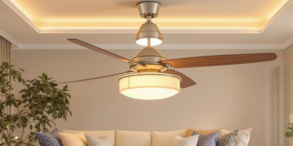 Modern ceiling fan light in a stylish living room.