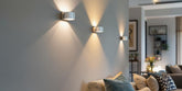 Modern interior with innovative LED lighting solutions on walls.