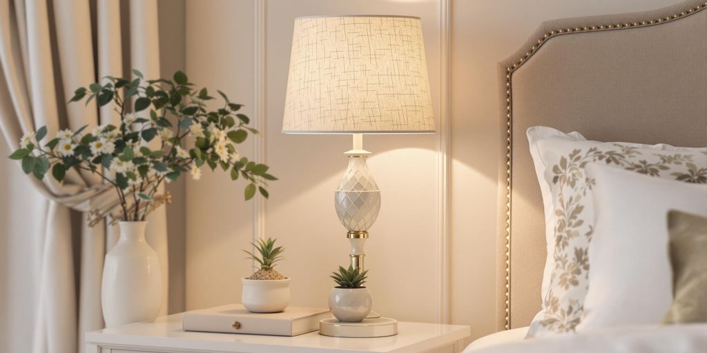 Stylish bedside lamp in a tranquil bedroom setting.