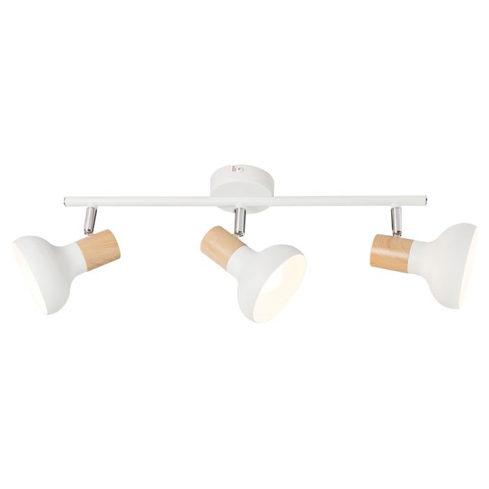 3 Light White Metal with Wood Finish and Polished Chrome Spotlight (Launch Special)