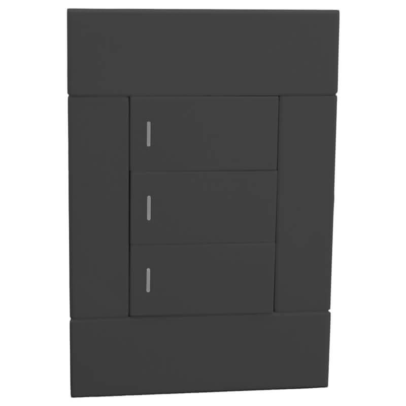 Veti 2 - Charcoal Three Lever Wall Switch