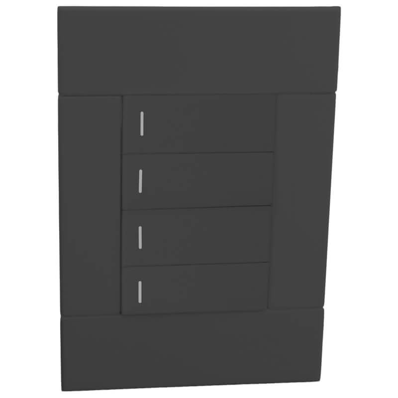 Veti 2 - Charcoal Four Lever Wall Switch