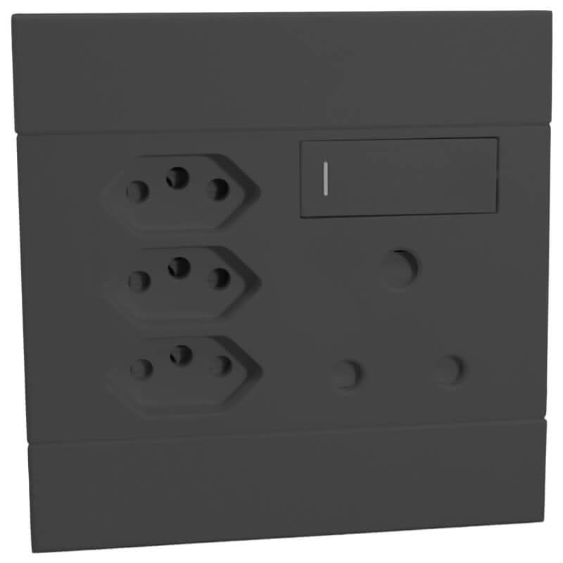 Veti 2 - Charcoal 3 x New RSA, 1 x 16A Socket - Switched