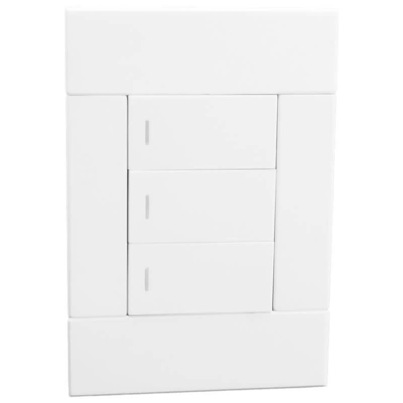 Veti 2 - White Three Lever Wall Switch