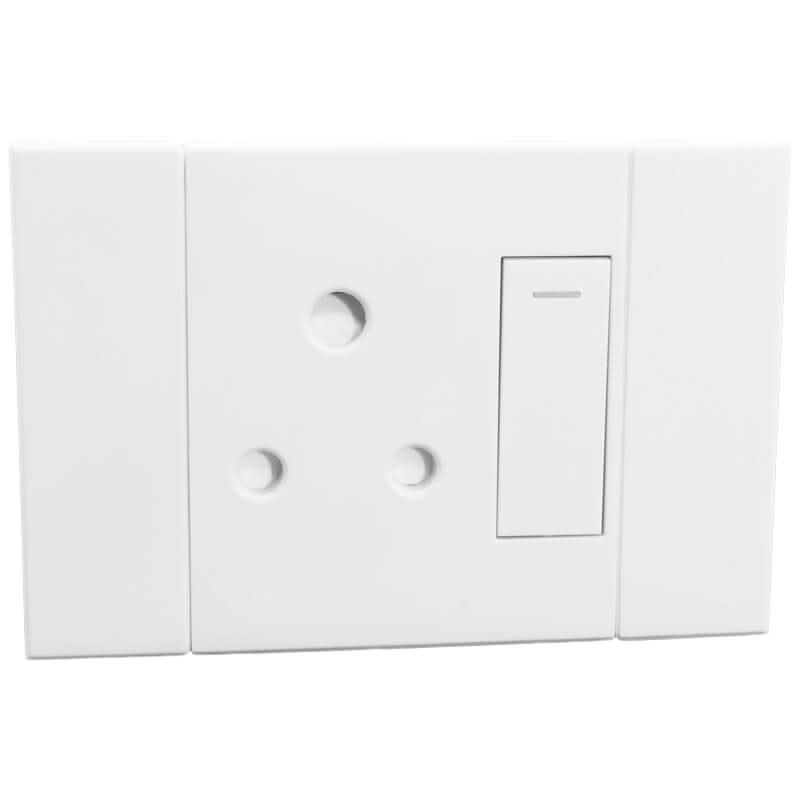 Veti 2 - White Horizontal 1 x 16A Socket - Switched