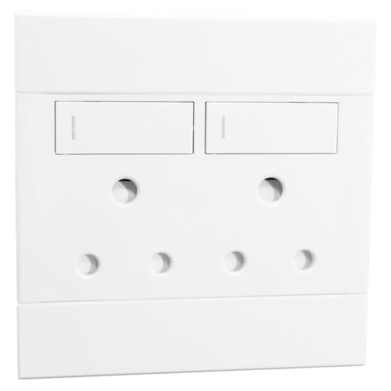 Veti 2 - White 2 x 16A Sockets - Switched