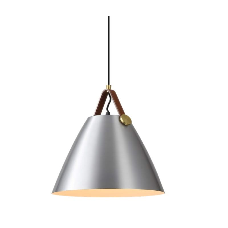 Helly Silver & Leather Cone Pendant Light