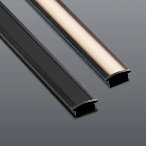 LED Extrusion with Frosted Cover - Black A4 Profile (2m Complete)