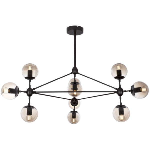 Span 10 Light Black & Amber Chandelier (Launch Special)