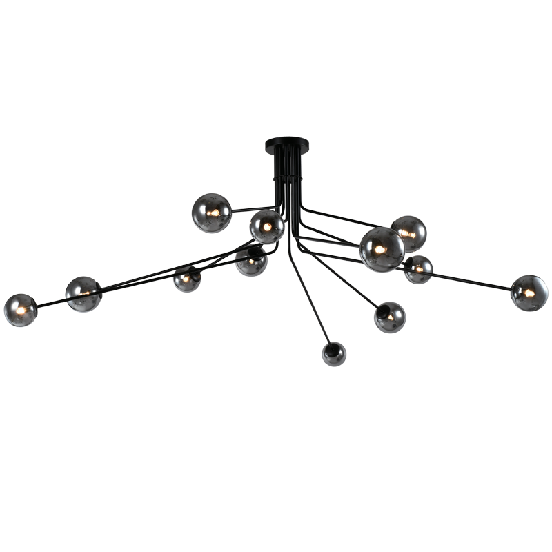 Woza 12 Light Black & Smoke Chandelier