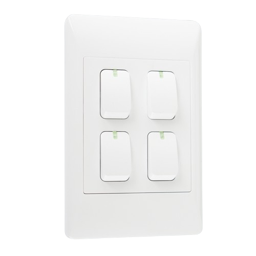 EPL White Switch - 4 Lever 1 or 2 Way Switch - 2 X 4