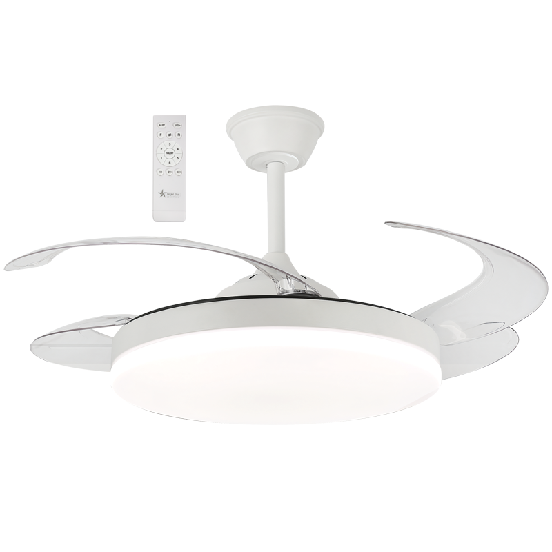 White Retractable LED Ceiling Fan