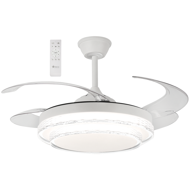 Speckled White Retractable LED Ceiling Fan