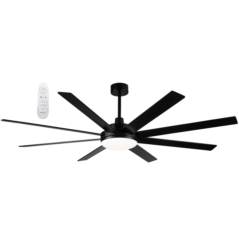 Large 8 Blade Black LED Ceiling Fan