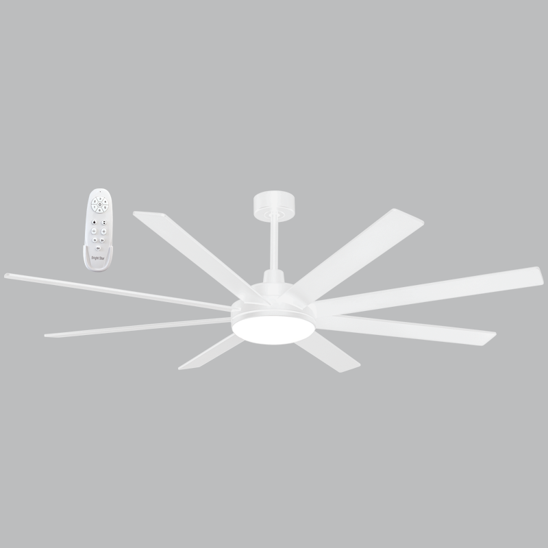 Large 8 Blade White LED Ceiling Fan