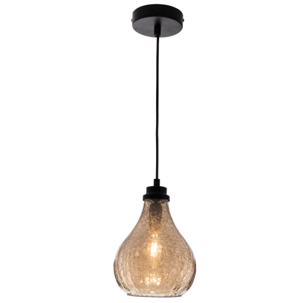 Metal and Amber Colour Glass Pendant Light