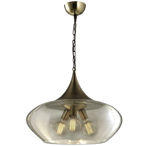 Manori Antique Brass and Cognac Glass Pendant Light (Launch Special)