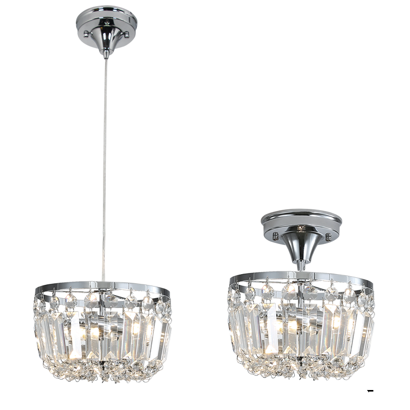 Chrome & Crystal 2 in 1 Pendant or Ceiling Light