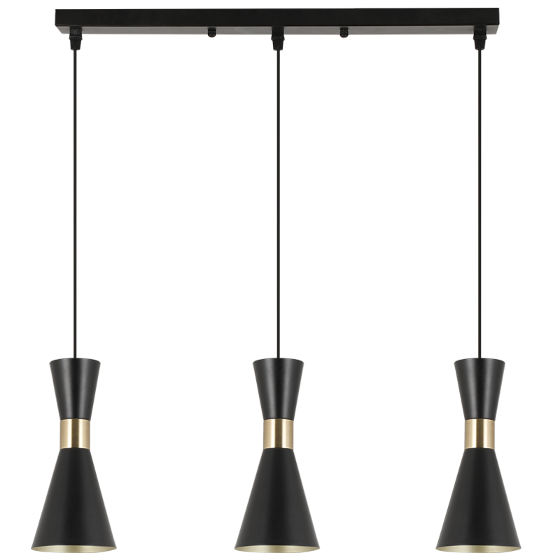 Carrington 3 Light Black & Gold Pendant Light