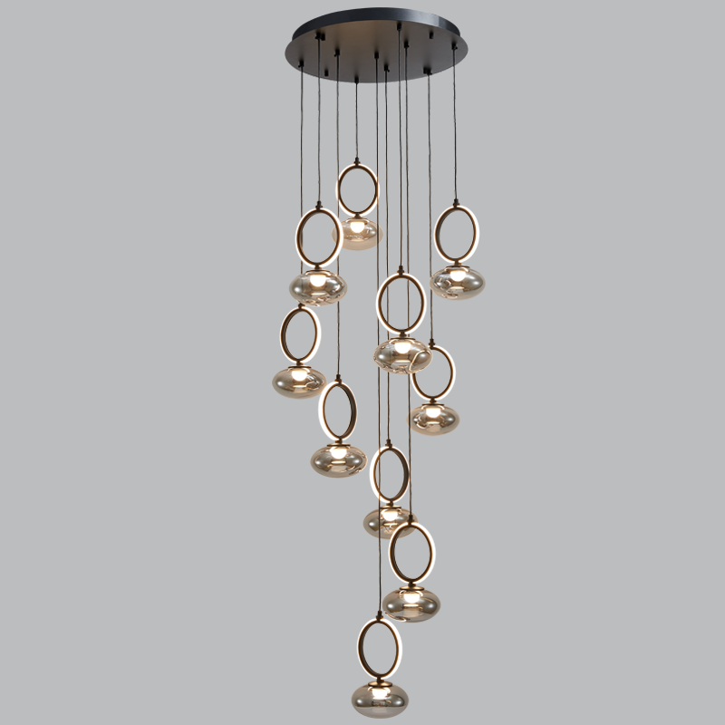 Bayor Black & Smoke Cluster Pendant 10 Light