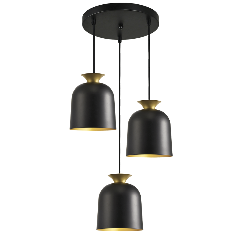 Whoa 3 Light Black & Gold Pendant Light