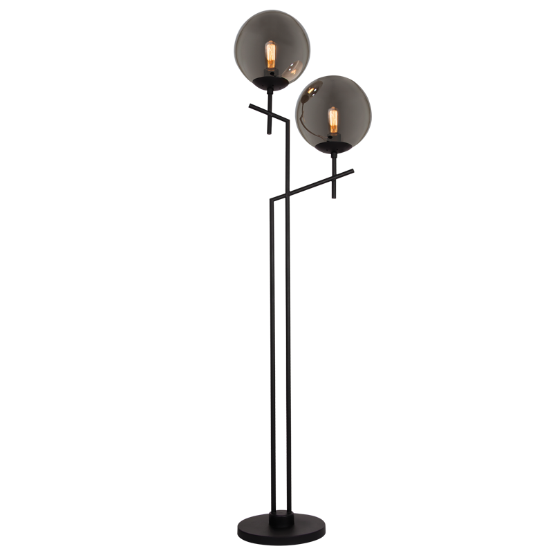 Black with Smoke Glass Floor Lamp