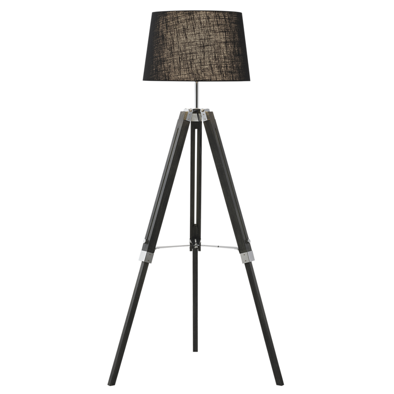 Arabella Dark Wood And Black Shade Floor Lamp