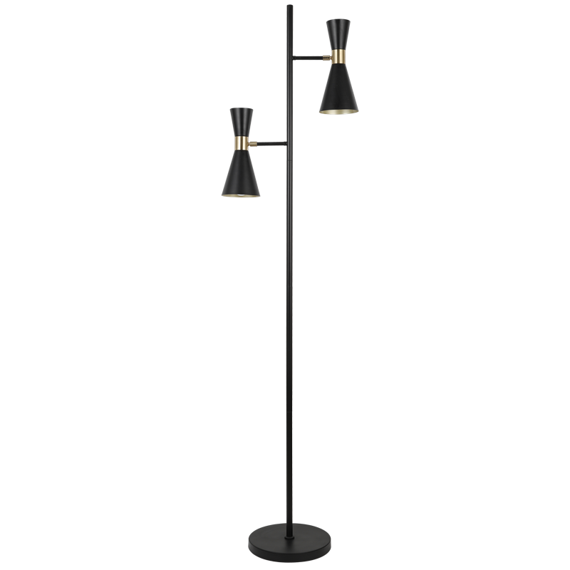 Carrington 2 Light Black & Gold Floor Lamp