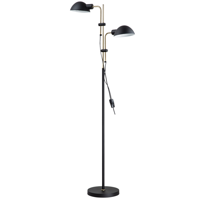 Keller Dual Head Black & Brass Floor Lamp