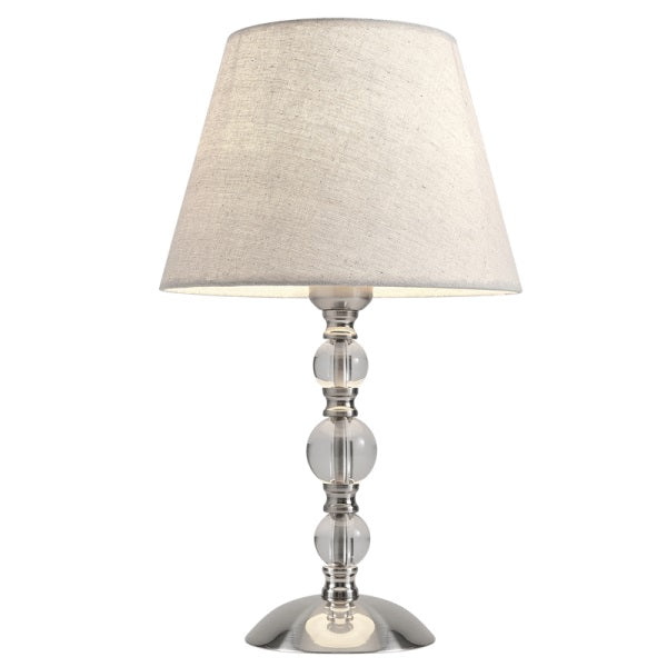 Myrna Satin Chrome Table Lamp with Hessian Shade (Launch Special)