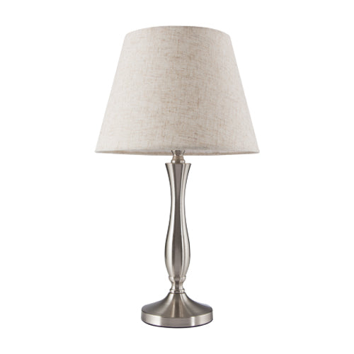 Satin Chrome, Hessian Shade Table Lamp (Launch Special)