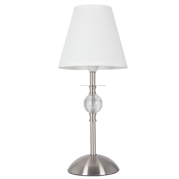 Satin Chrome & Clear Acrylic Table Lamp with White Shade