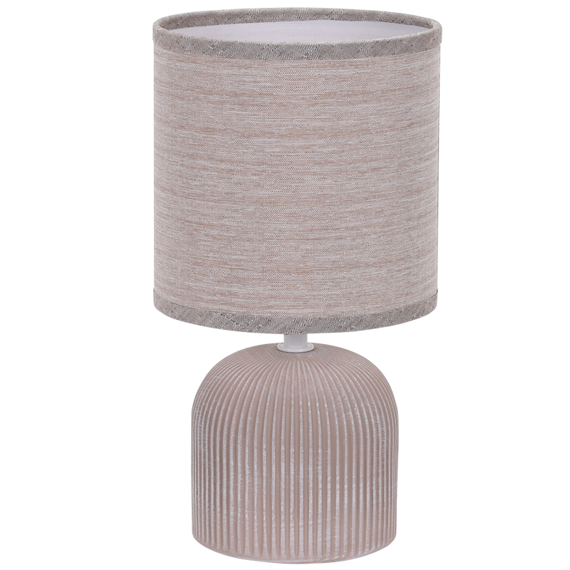 Brown Ribbed Ceramic Table Lamp