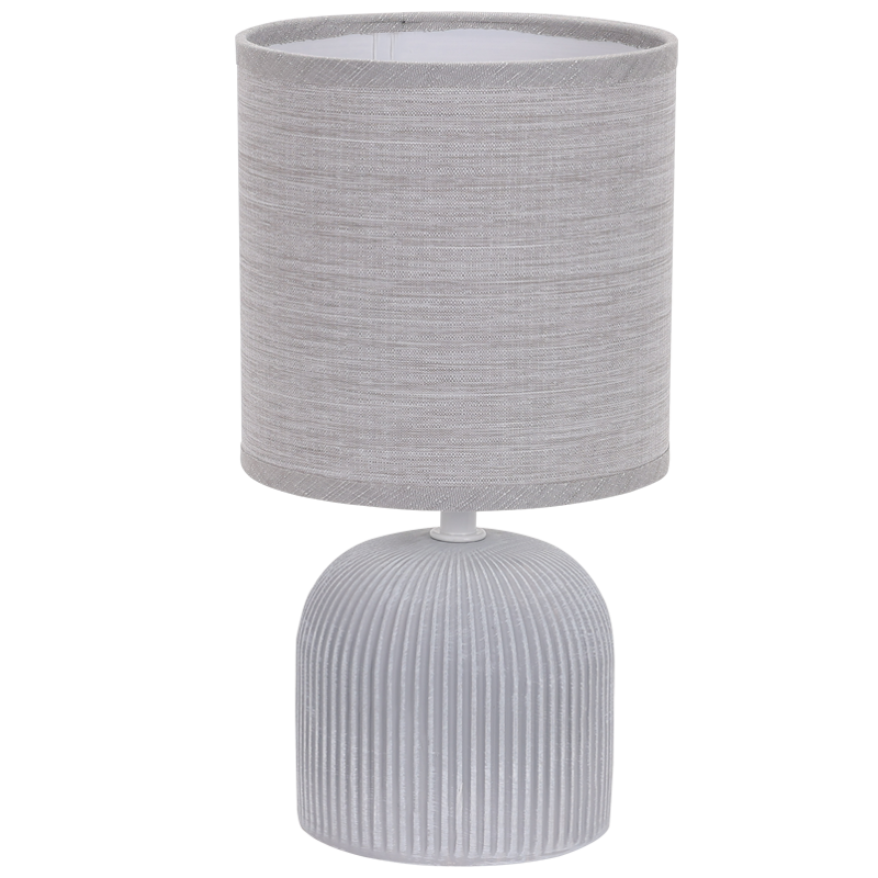 Grey Ribbed Ceramic Table Lamp