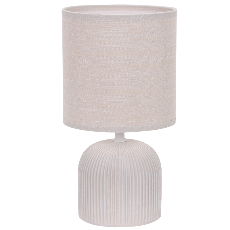 Beige Ribbed Ceramic Table Lamp