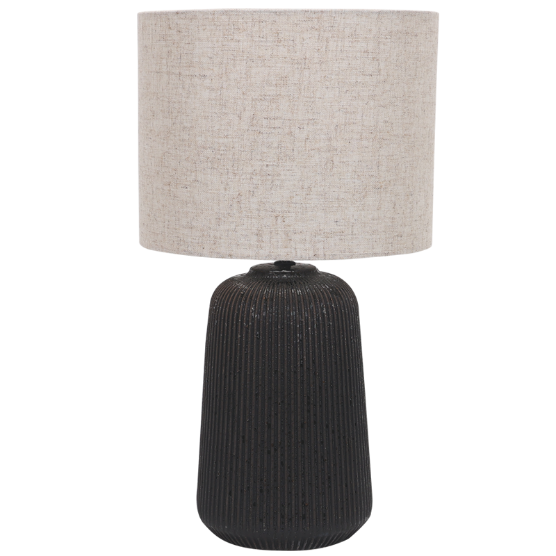 Black Tall Ribbed Ceramic Table Lamp