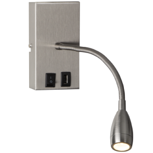 Satin Chrome Goosneck Reading Light & USB (Launch Special)