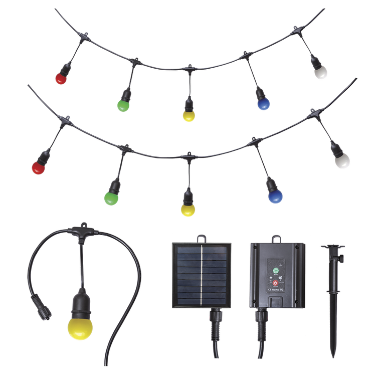 Solar Multi-Colour Outdoor String Light Kit - IP65 - Future Light - LED Lights South Africa