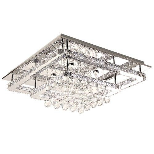 Square Chrome & Crystal LED Ceiling Fitting (Launch Special)