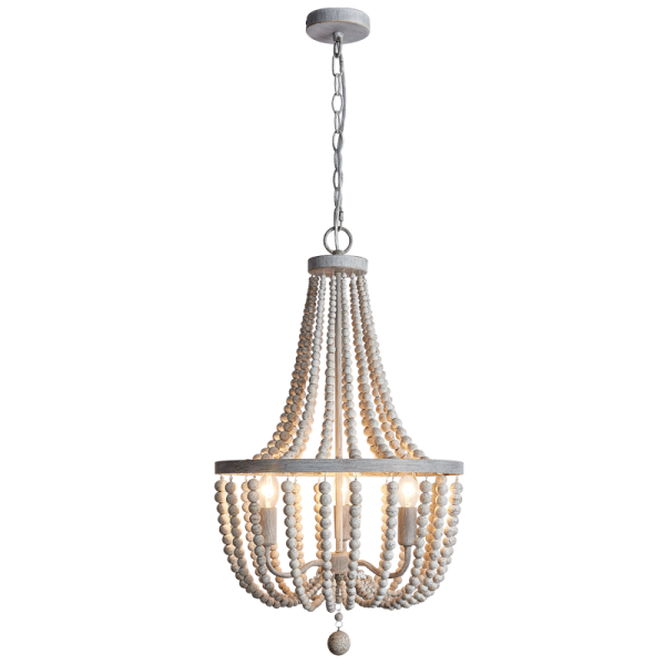 Mari White Washed Beaded Chandelier (Launch Special)