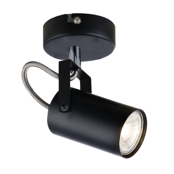 1 Light Black Metal and Polished Chrome Spotlight - Future Light - LED Lights South Africa